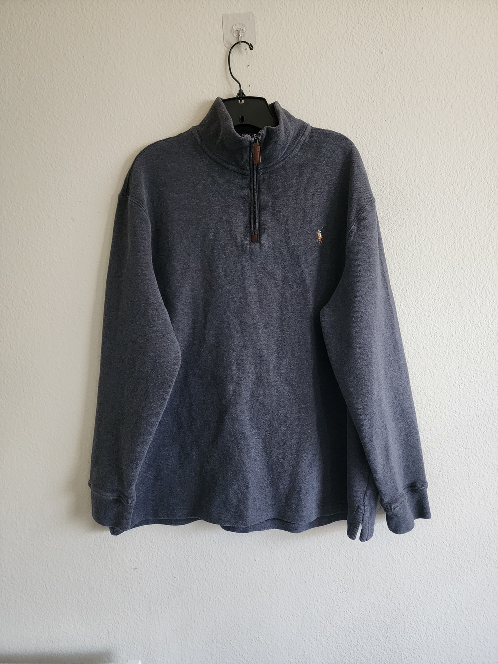 Polo Ralph Lauren Mens XL Charcoal Gray Quarter Zip Estate Rib Pullover Sweater